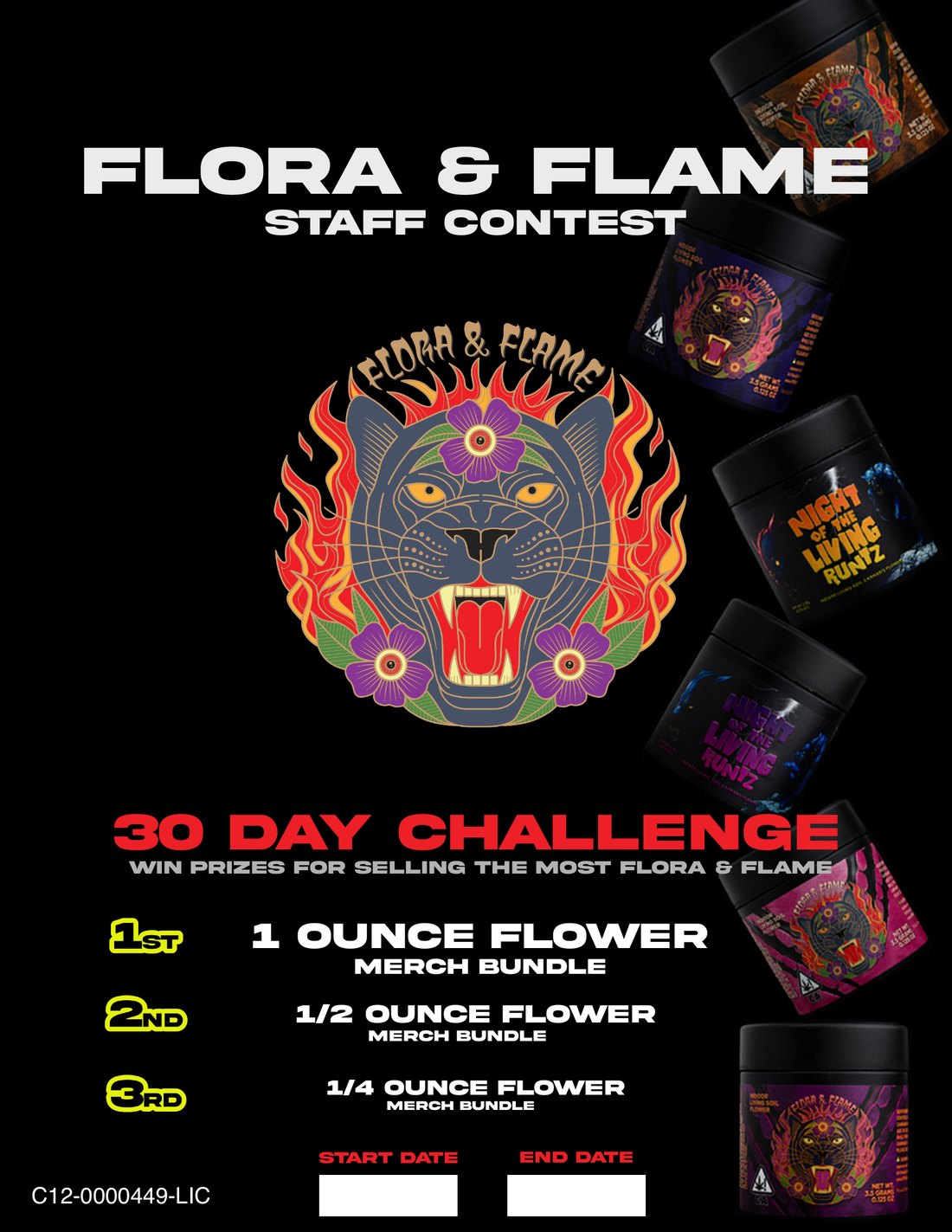 Flora & Flame staff sales contest poster