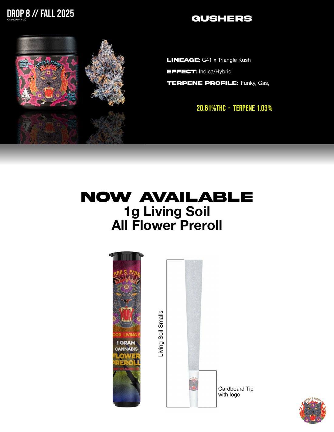 Flora & Flame Drop 8 menu — preroll page