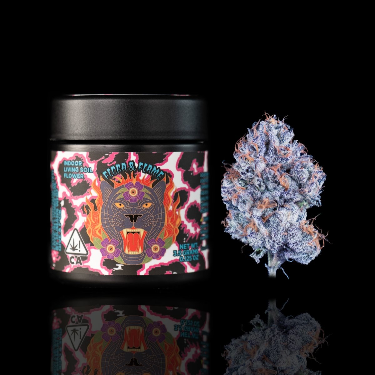Flora & Flame Cold Heat x Gelonade — jar and flower on black